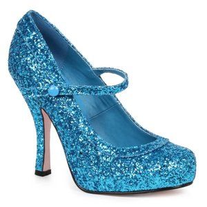 Ellie 423-Candy Platform Pump Blue Glitter Size: 8